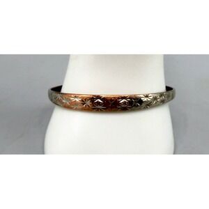 925 Sterling Silver Etched Starburst Adjustable Bangle Bracelet 16.5g Vintage